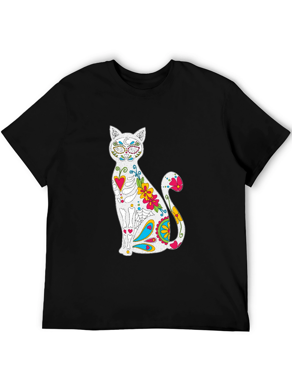 Sugar Skull Cat Graphic T-Shirt