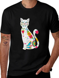 Sugar Skull Cat Graphic T-Shirt