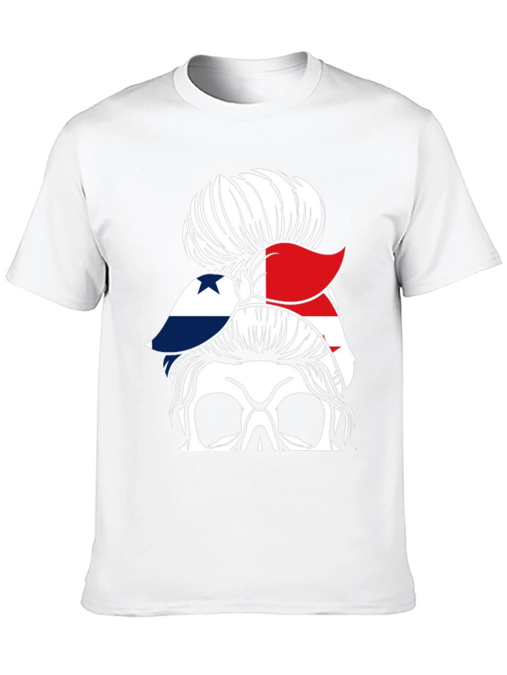 Panama Flag Messy Bun Skull T-Shirt