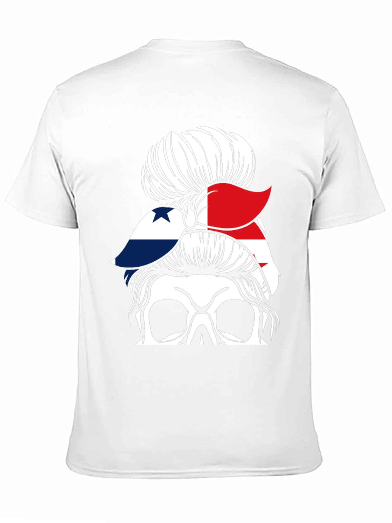 Panama Flag Messy Bun Skull T-Shirt