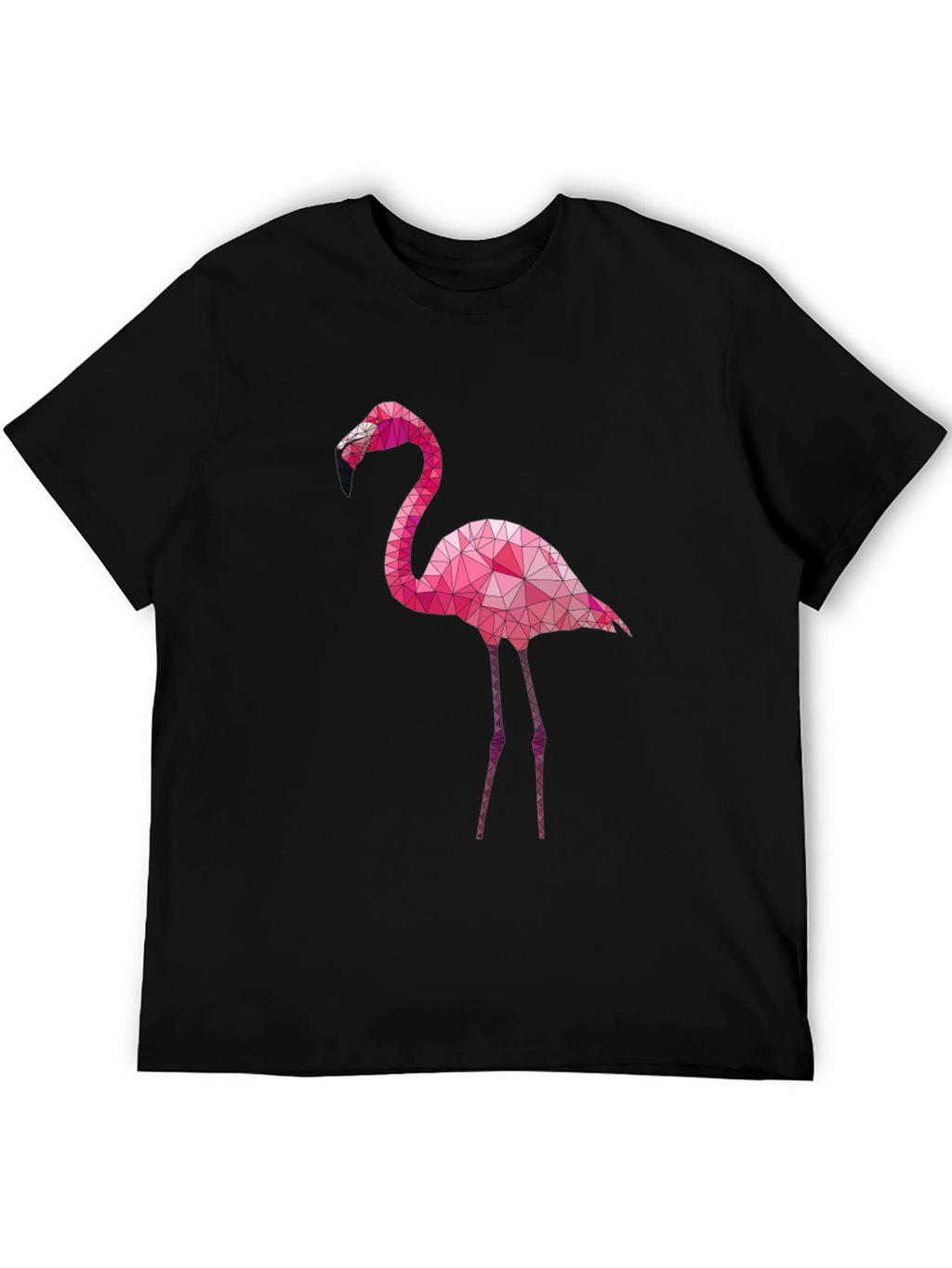 Geometric Flamingo Graphic Tee - Black