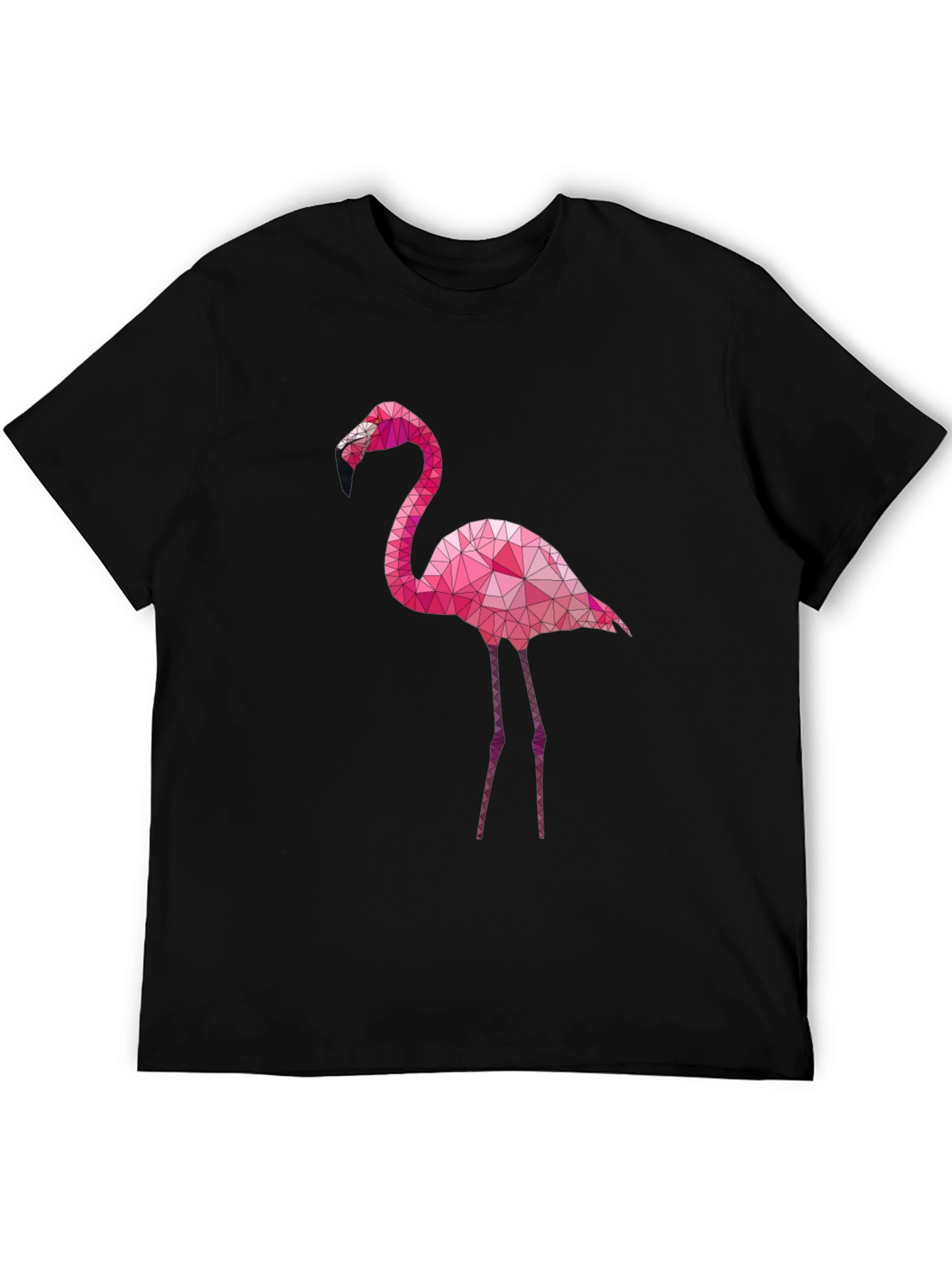 Geometric Flamingo Graphic Tee - Black