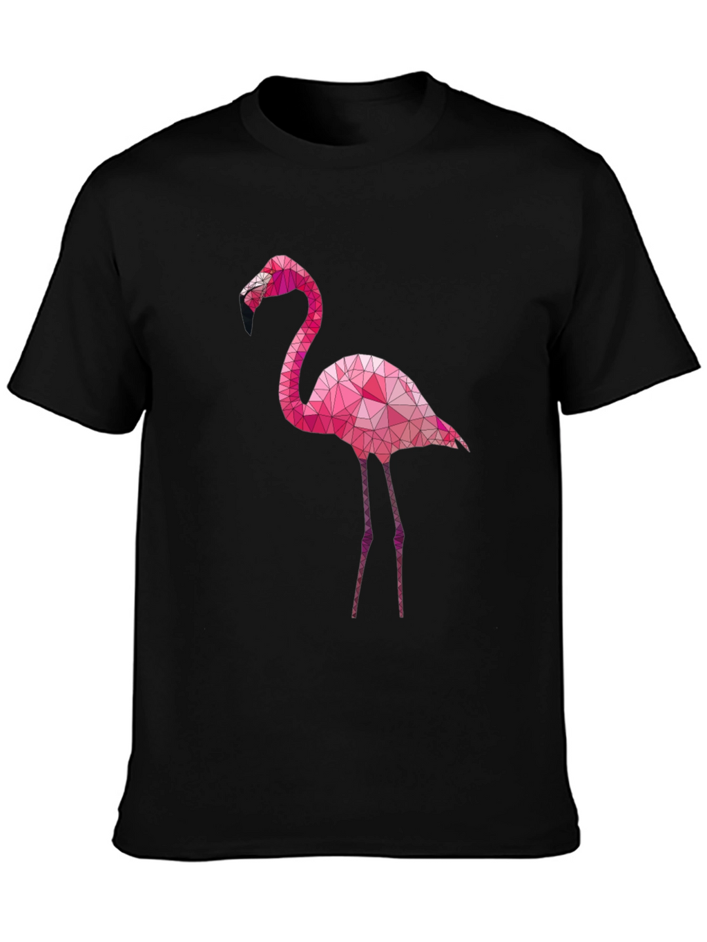 Geometric Flamingo Graphic Tee - Black