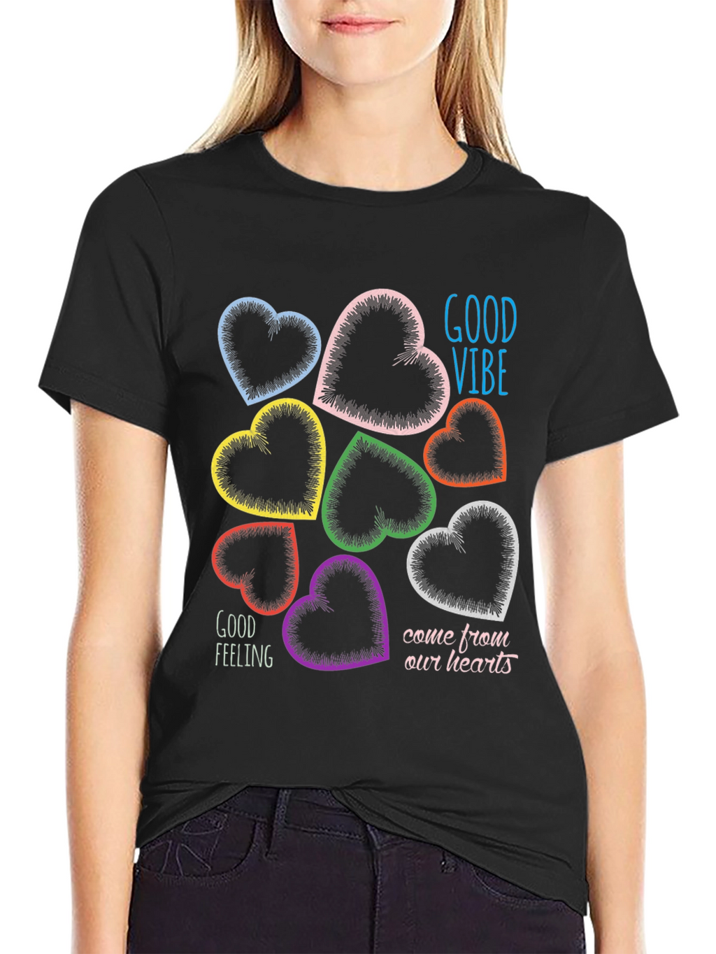 Good Vibes Heart Graphic T-Shirt