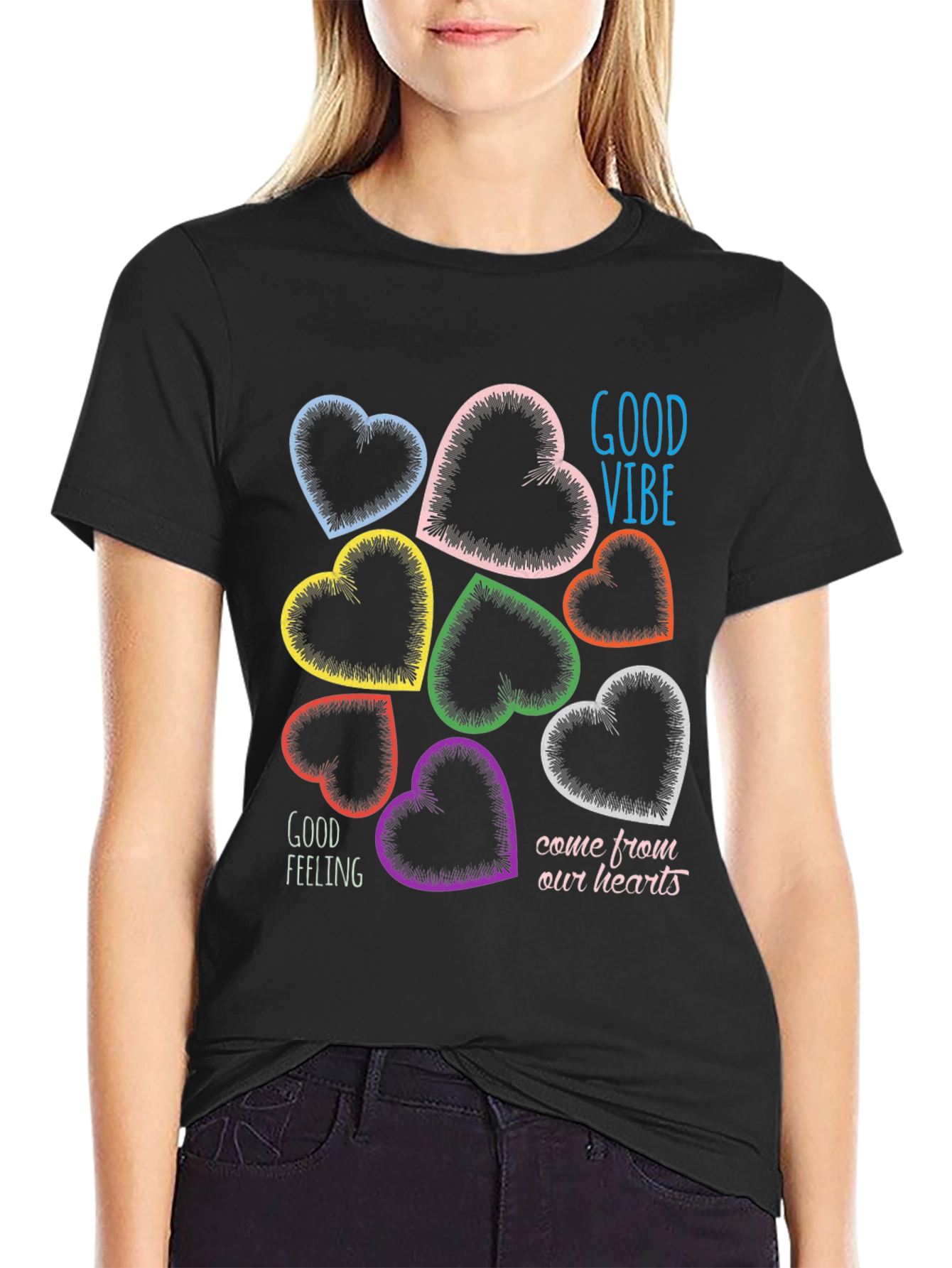 Good Vibes Heart Graphic T-Shirt