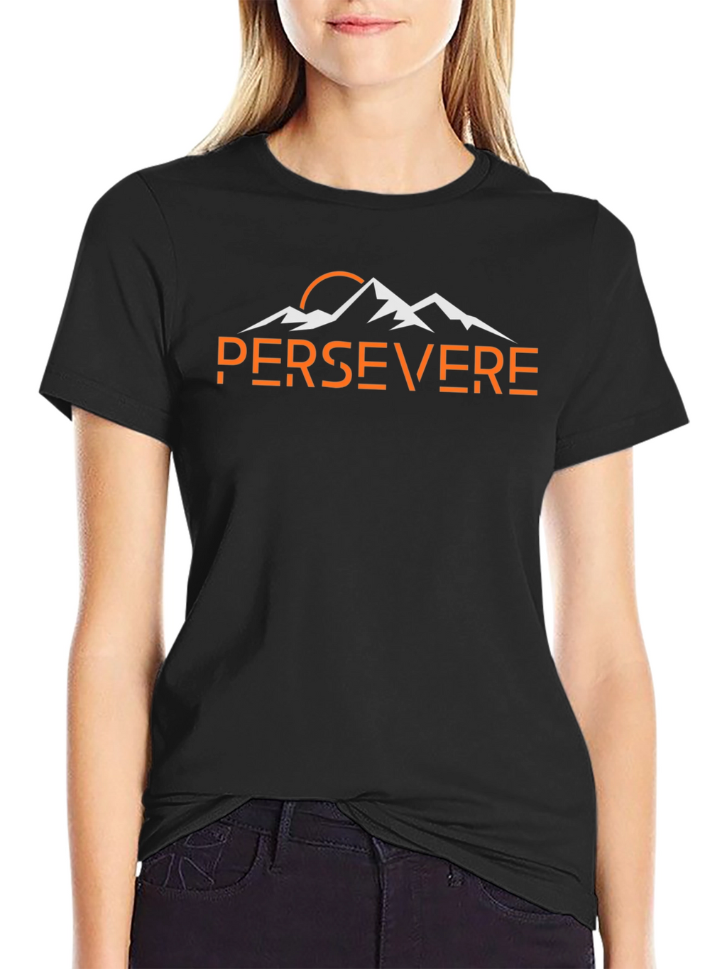 Persevere Mountain Graphic Tee - Black