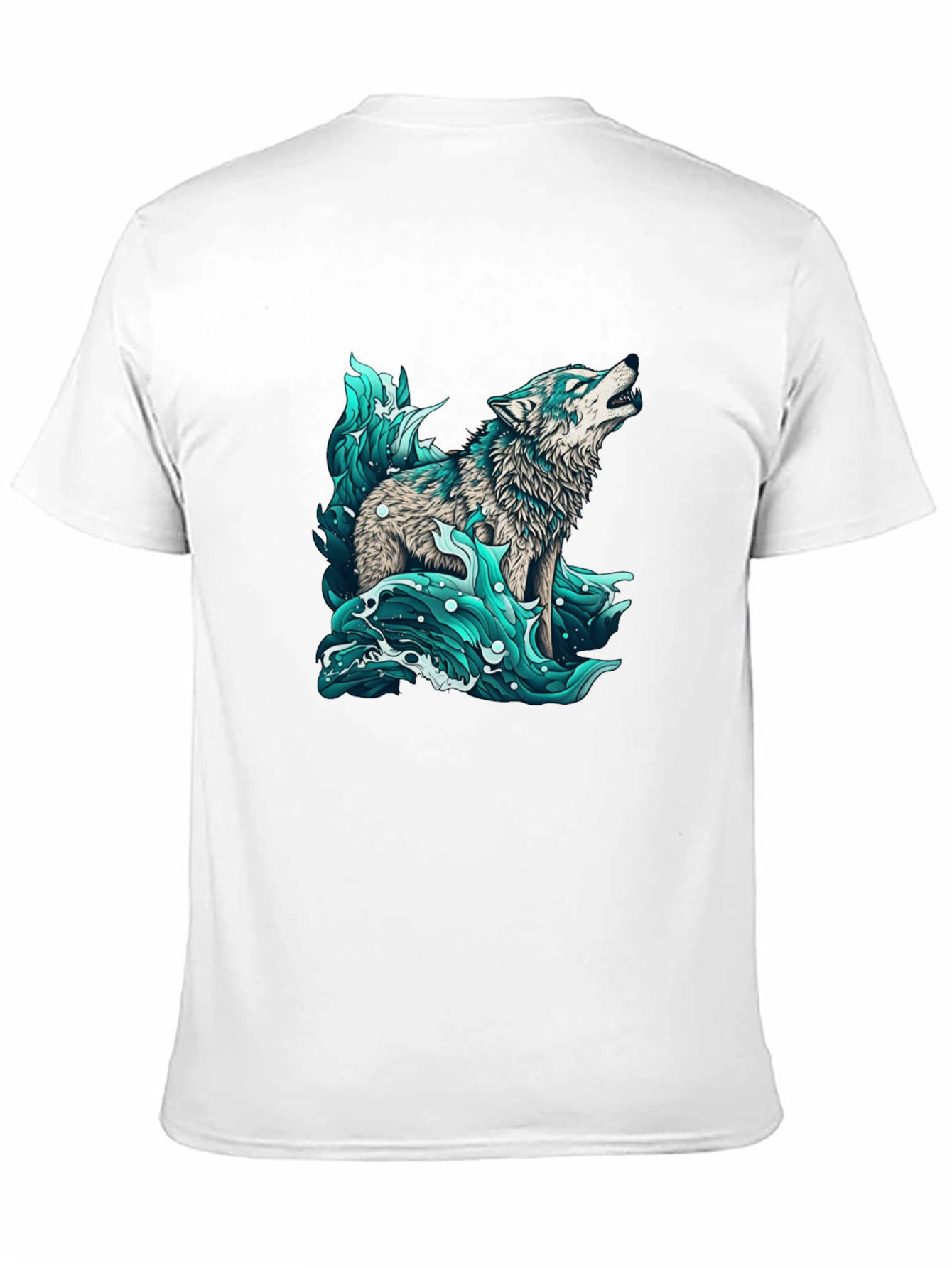 Wolf in Water Graphic Black T-Shirt