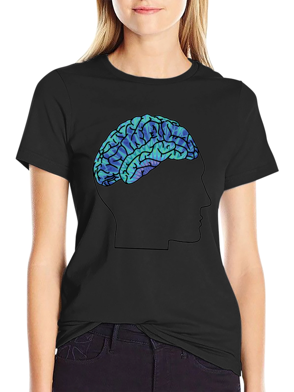 Mindful Brain Graphic Tee - Soft Black Cotton