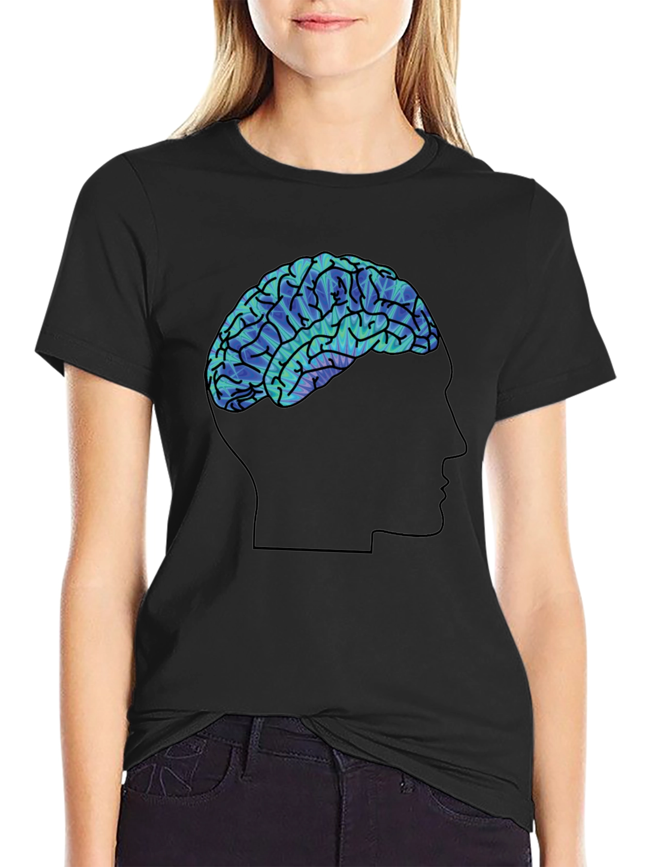 Mindful Brain Graphic Tee - Soft Black Cotton