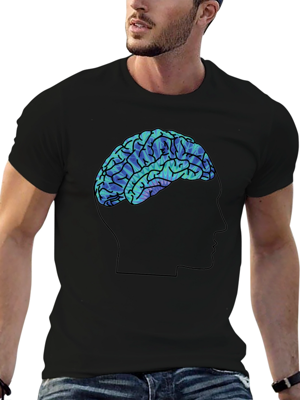 Mindful Brain Graphic Tee - Soft Black Cotton