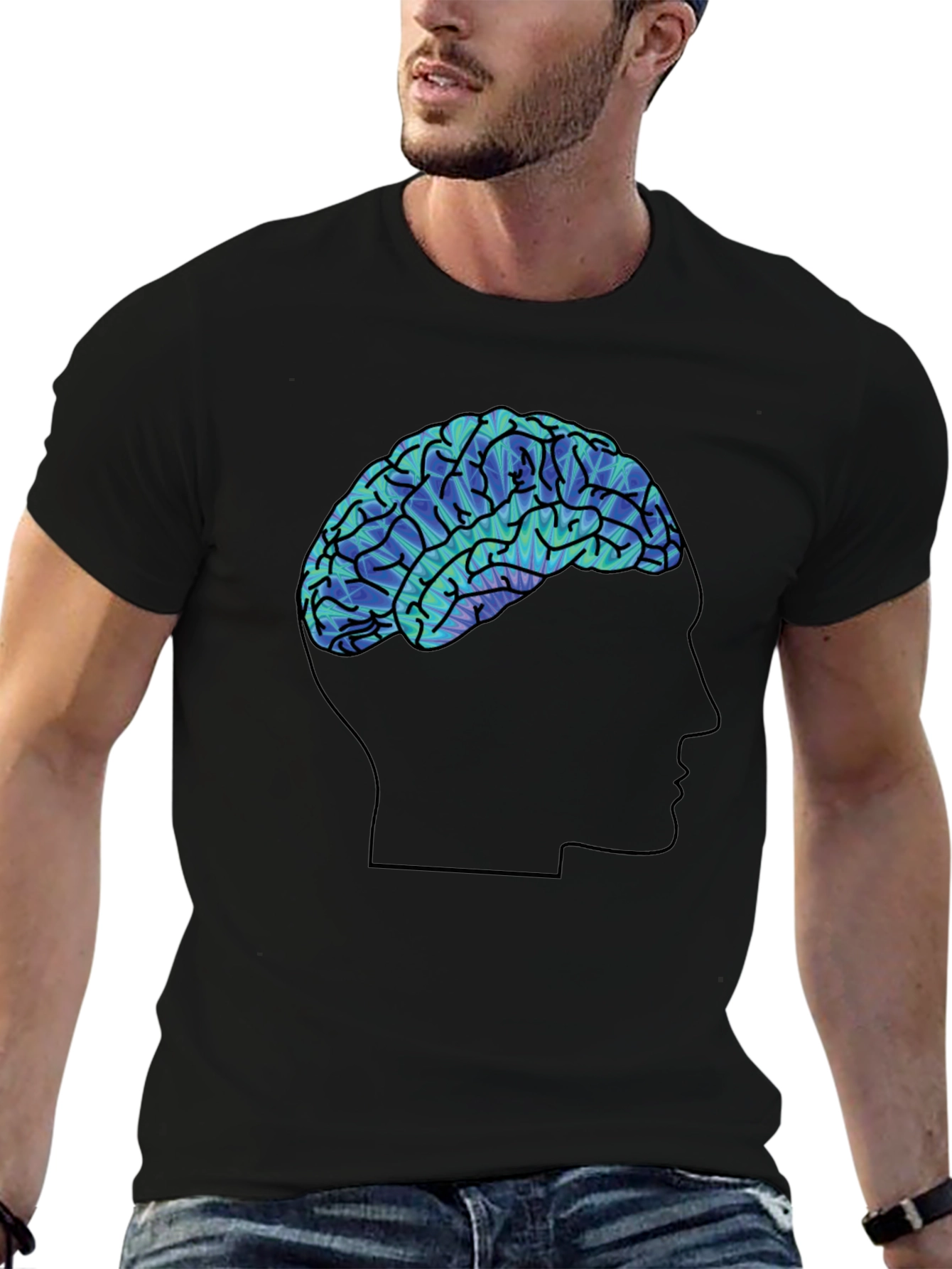 Mindful Brain Graphic Tee - Soft Black Cotton