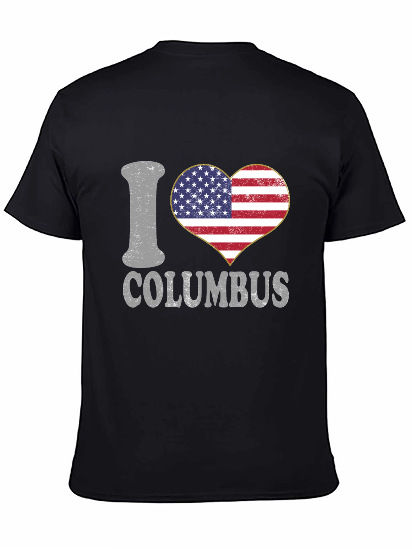 I Love Columbus USA Flag Heart T-Shirt