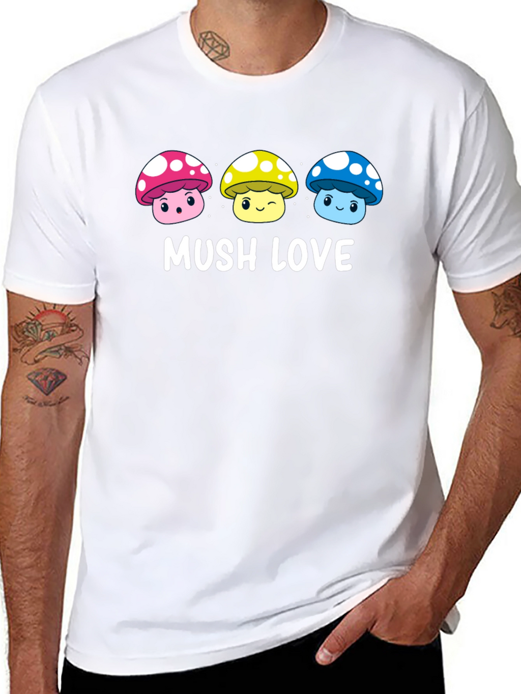 Mushroom Love Graphic T-Shirt - Cute Kawaii Design