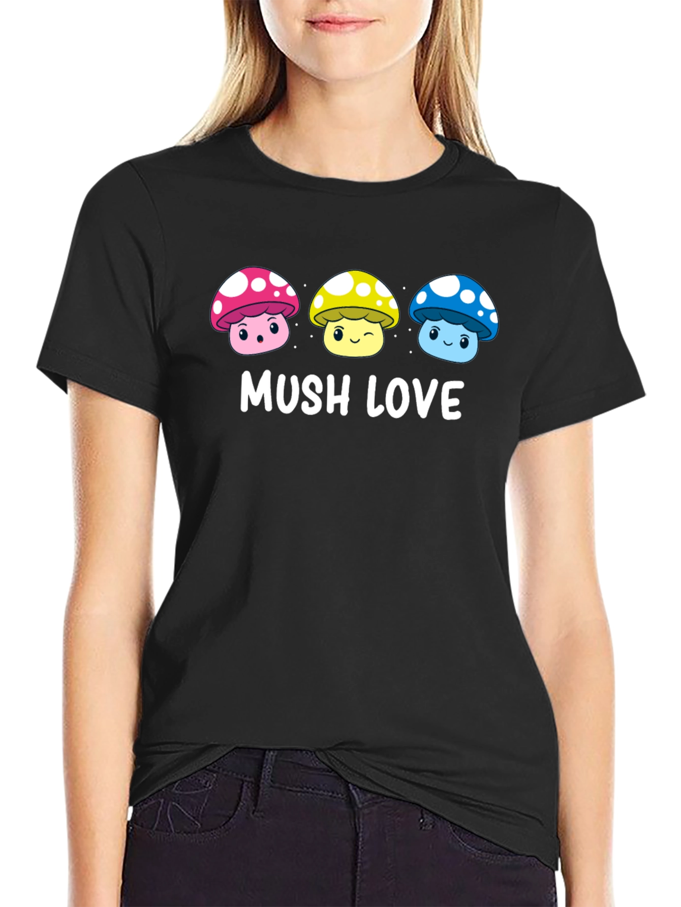 Mushroom Love Graphic T-Shirt - Cute Kawaii Design