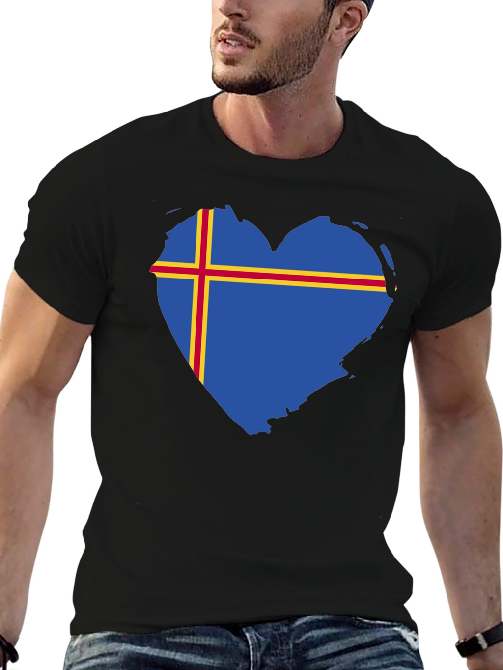 Aland Islands Flag Heart T-Shirt
