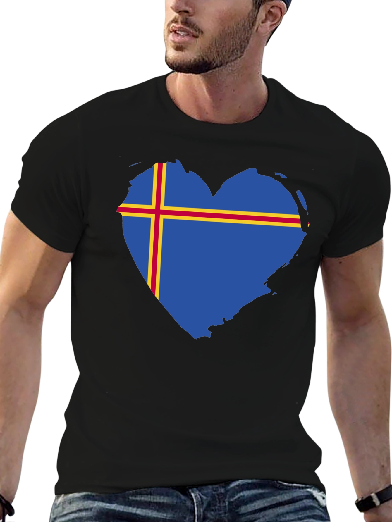 Aland Islands Flag Heart T-Shirt