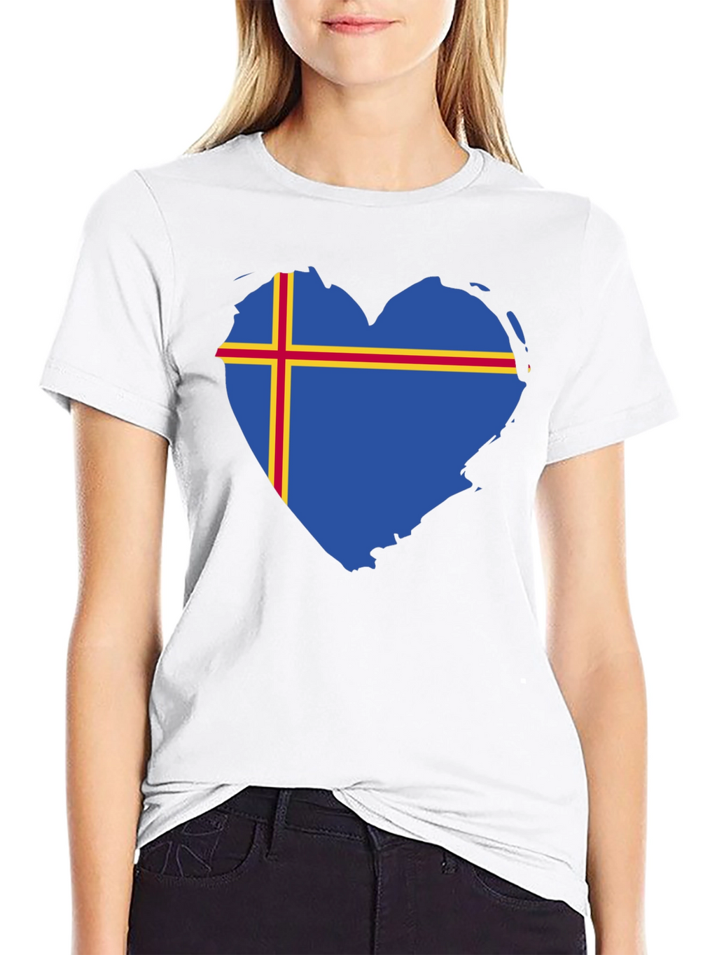 Aland Islands Flag Heart T-Shirt