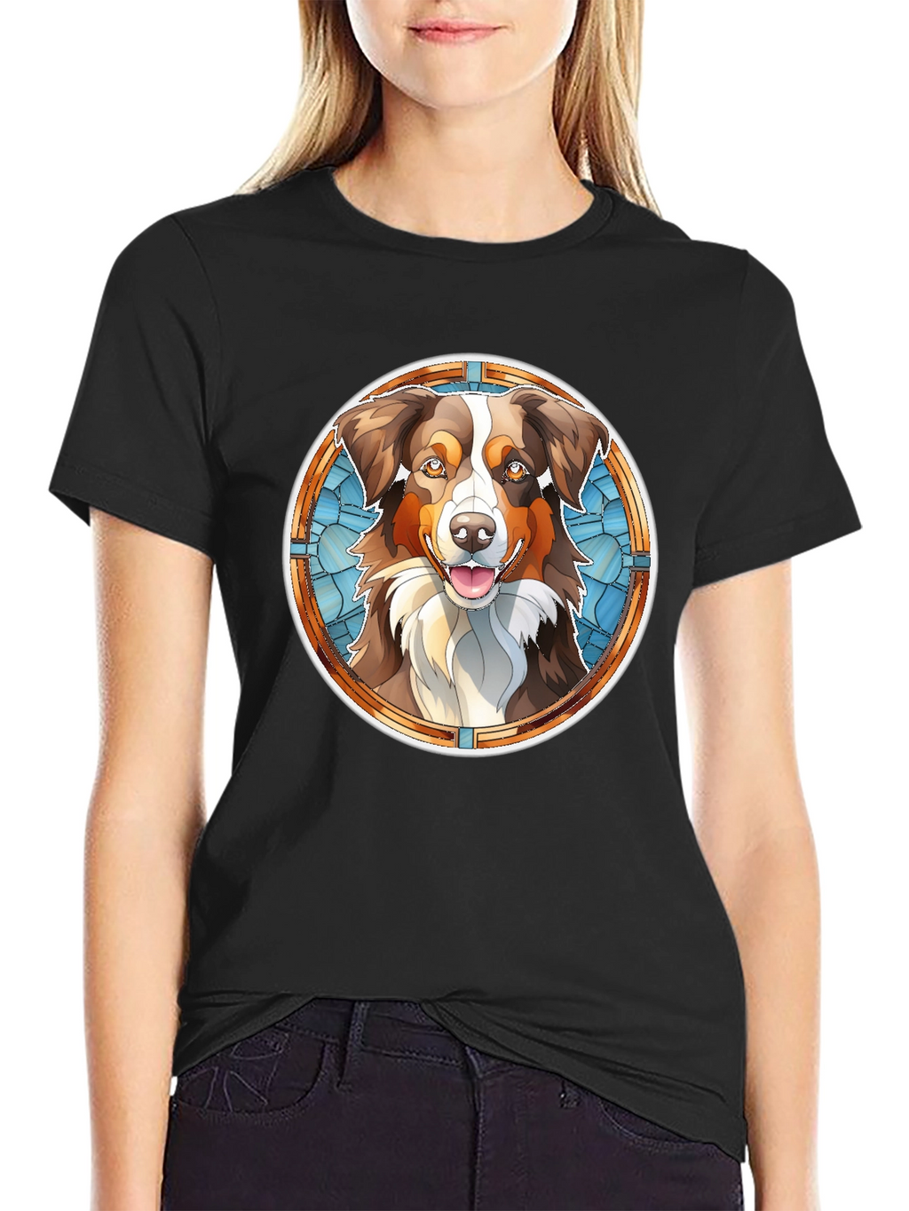 Dog Art T-Shirt - Stained Glass Style Pet Tee