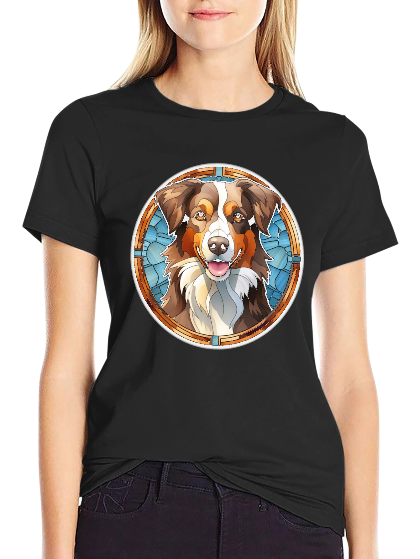 Dog Art T-Shirt - Stained Glass Style Pet Tee