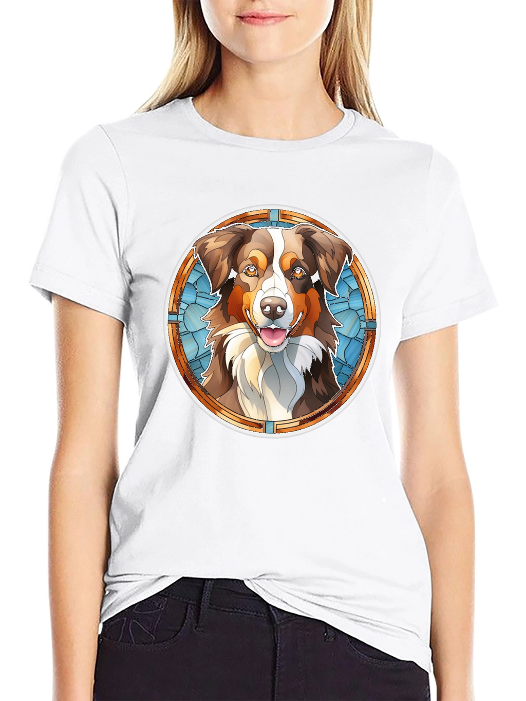 Dog Art T-Shirt - Stained Glass Style Pet Tee