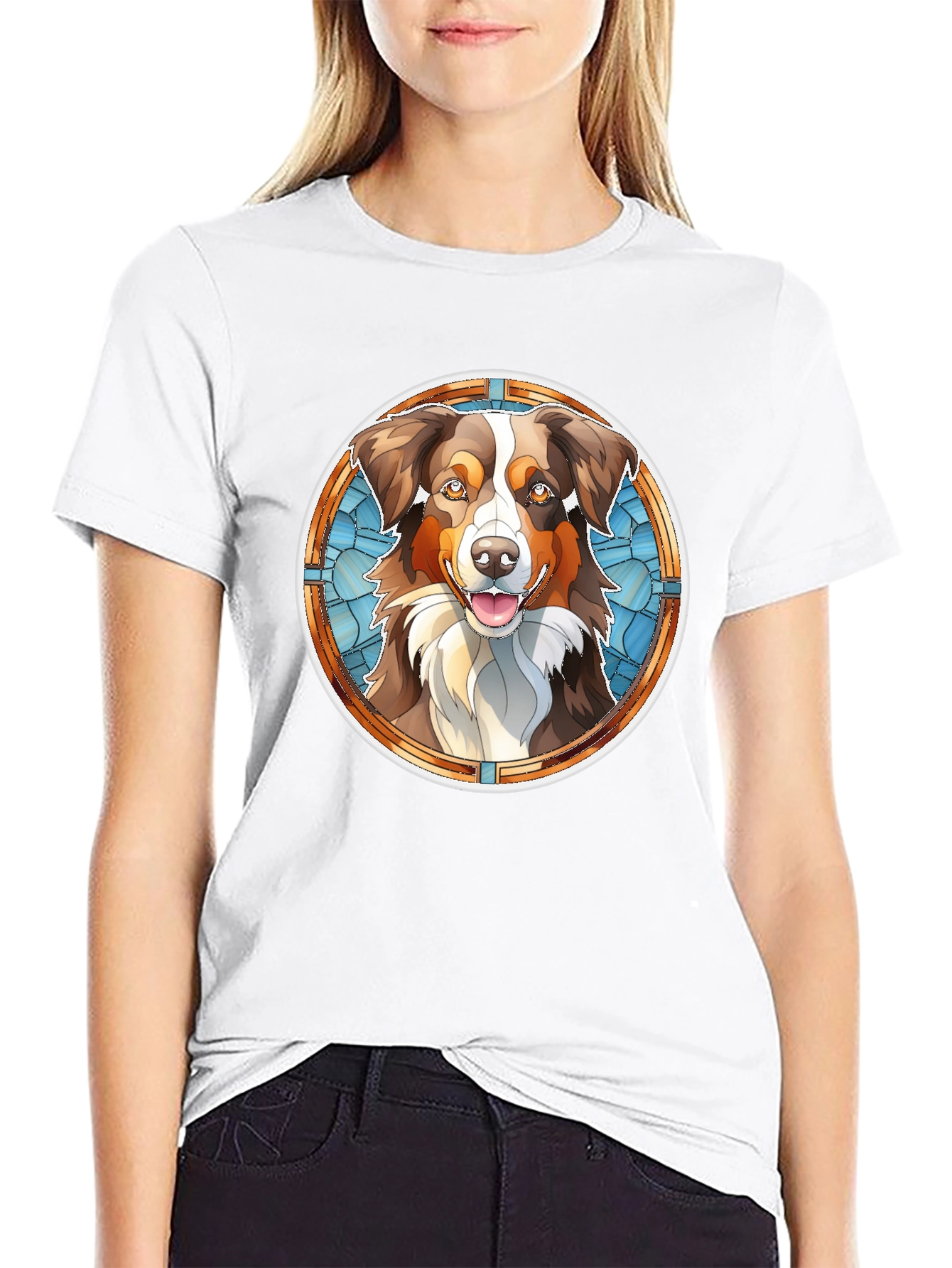 Dog Art T-Shirt - Stained Glass Style Pet Tee