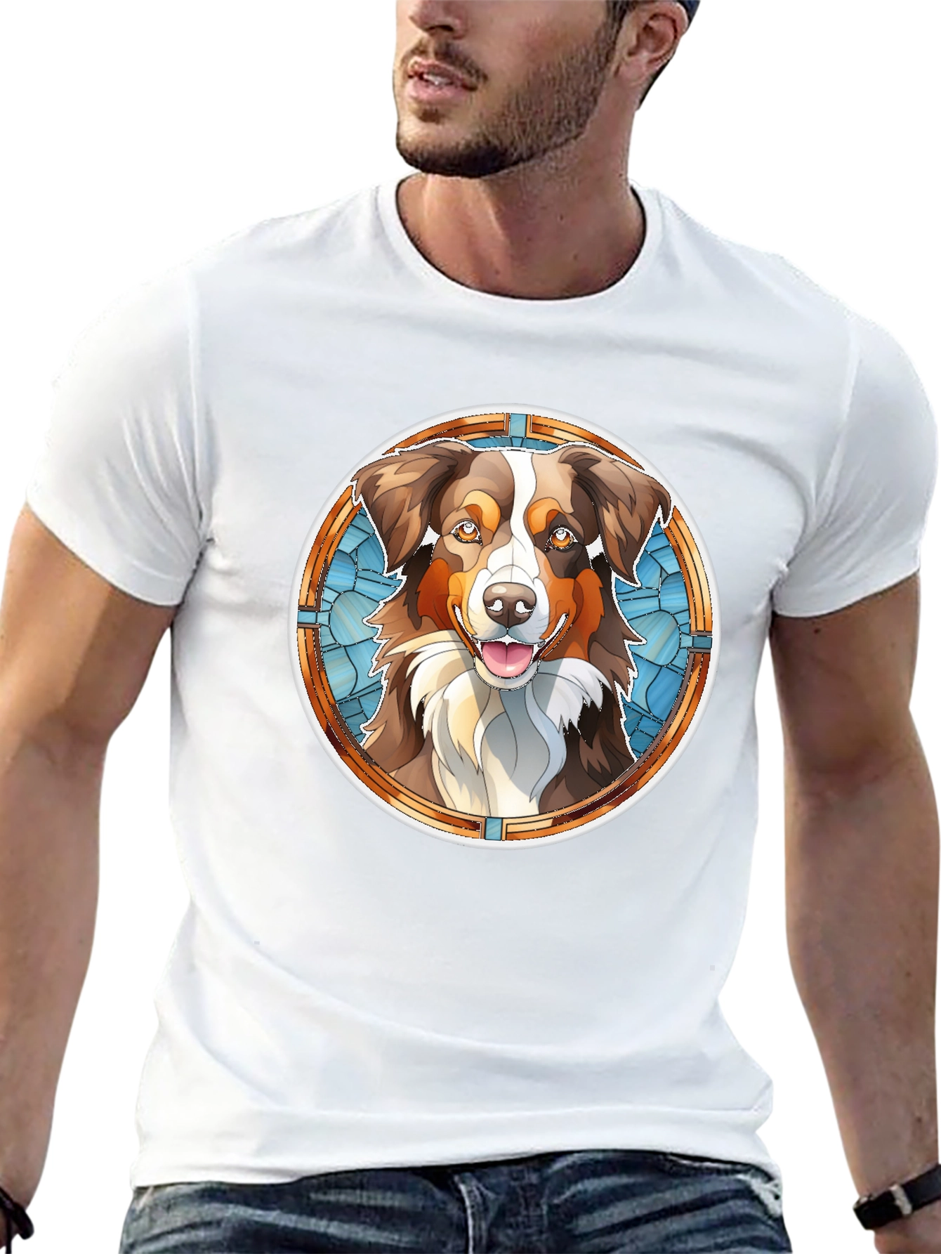Dog Art T-Shirt - Stained Glass Style Pet Tee