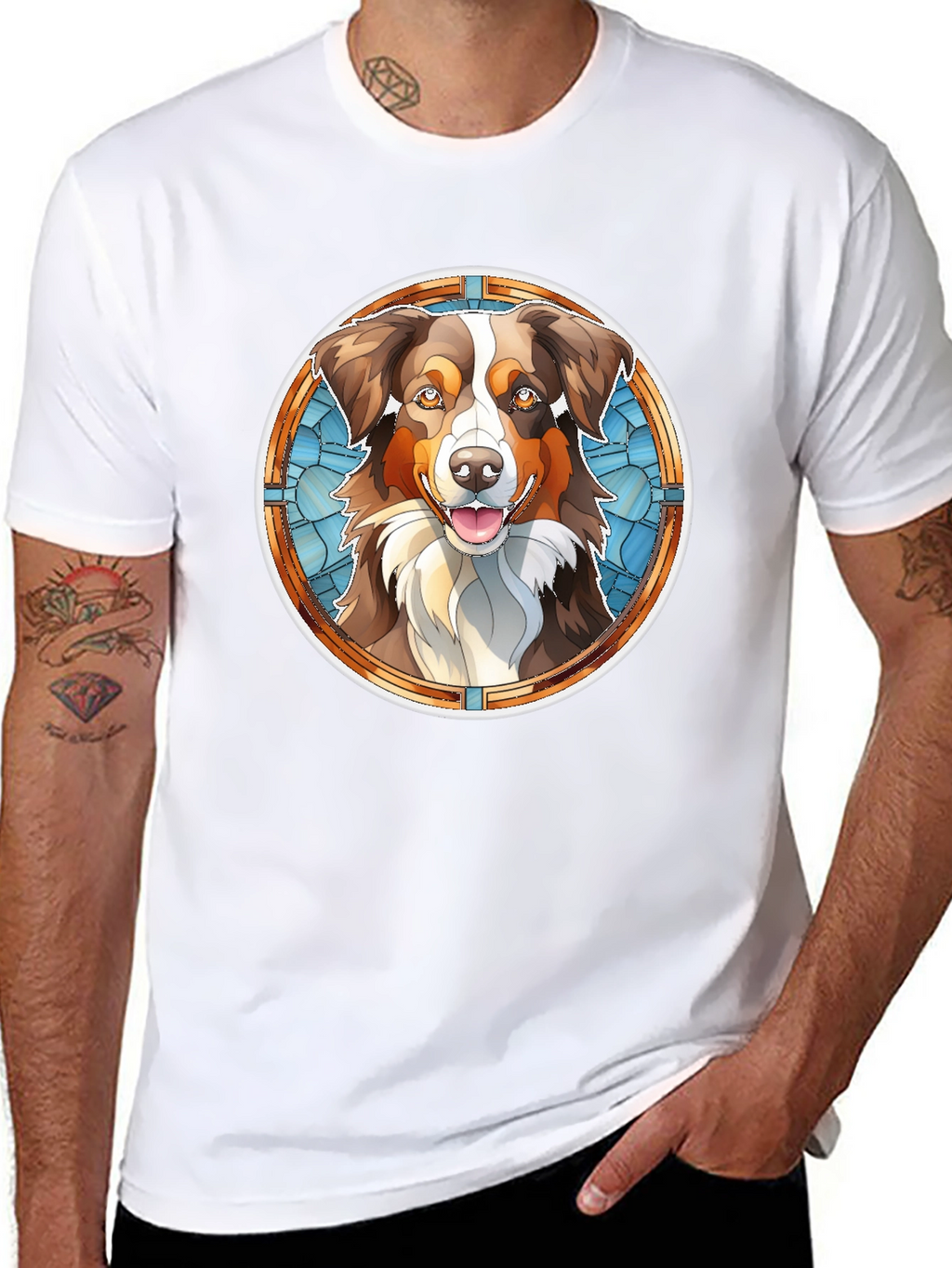 Dog Art T-Shirt - Stained Glass Style Pet Tee