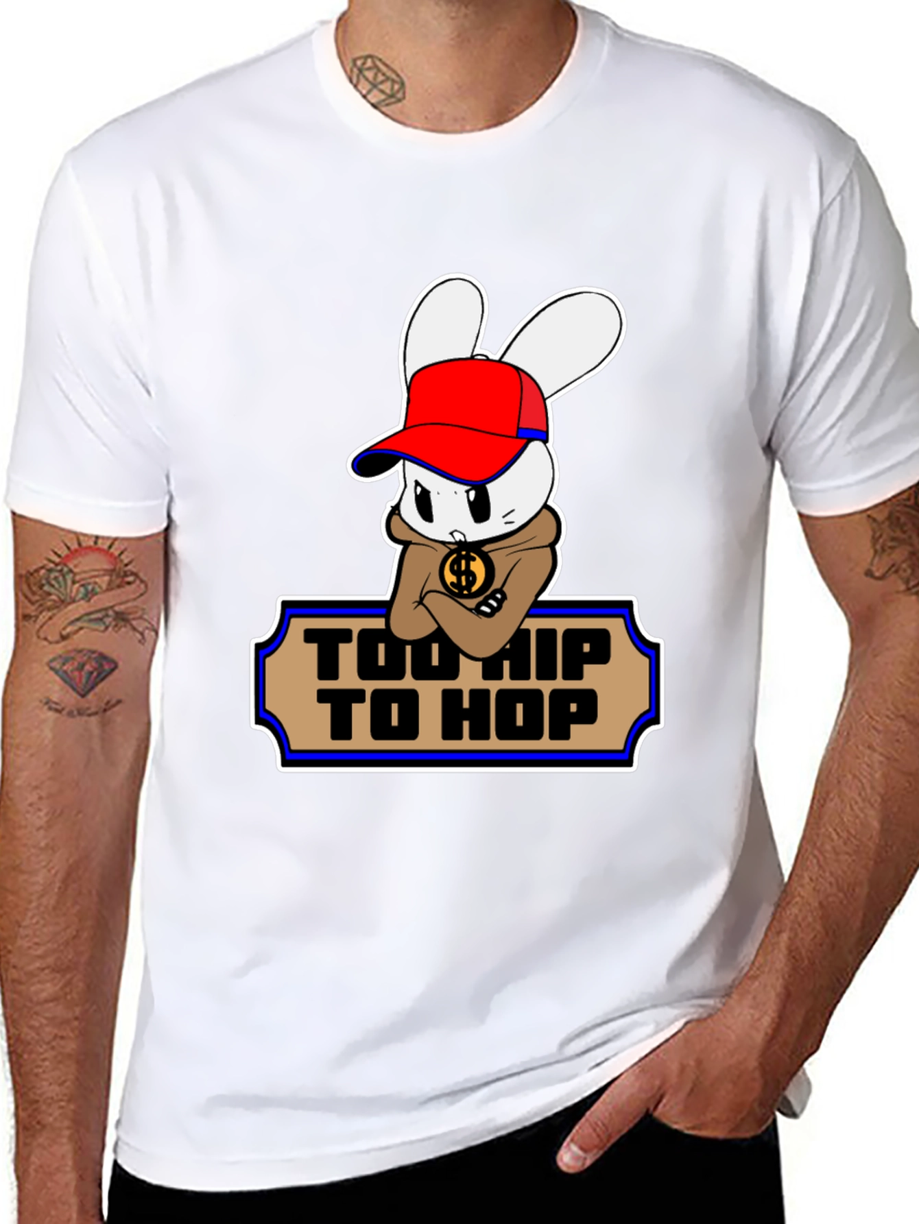 Too Hip To Hop Cartoon Bunny T-Shirt