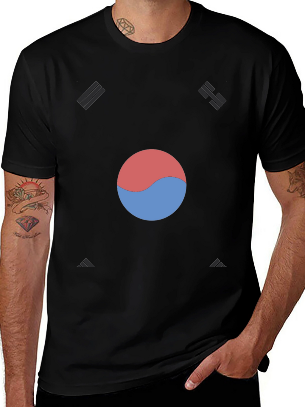 Korean Flag T-Shirt - Black Taegeuk Design