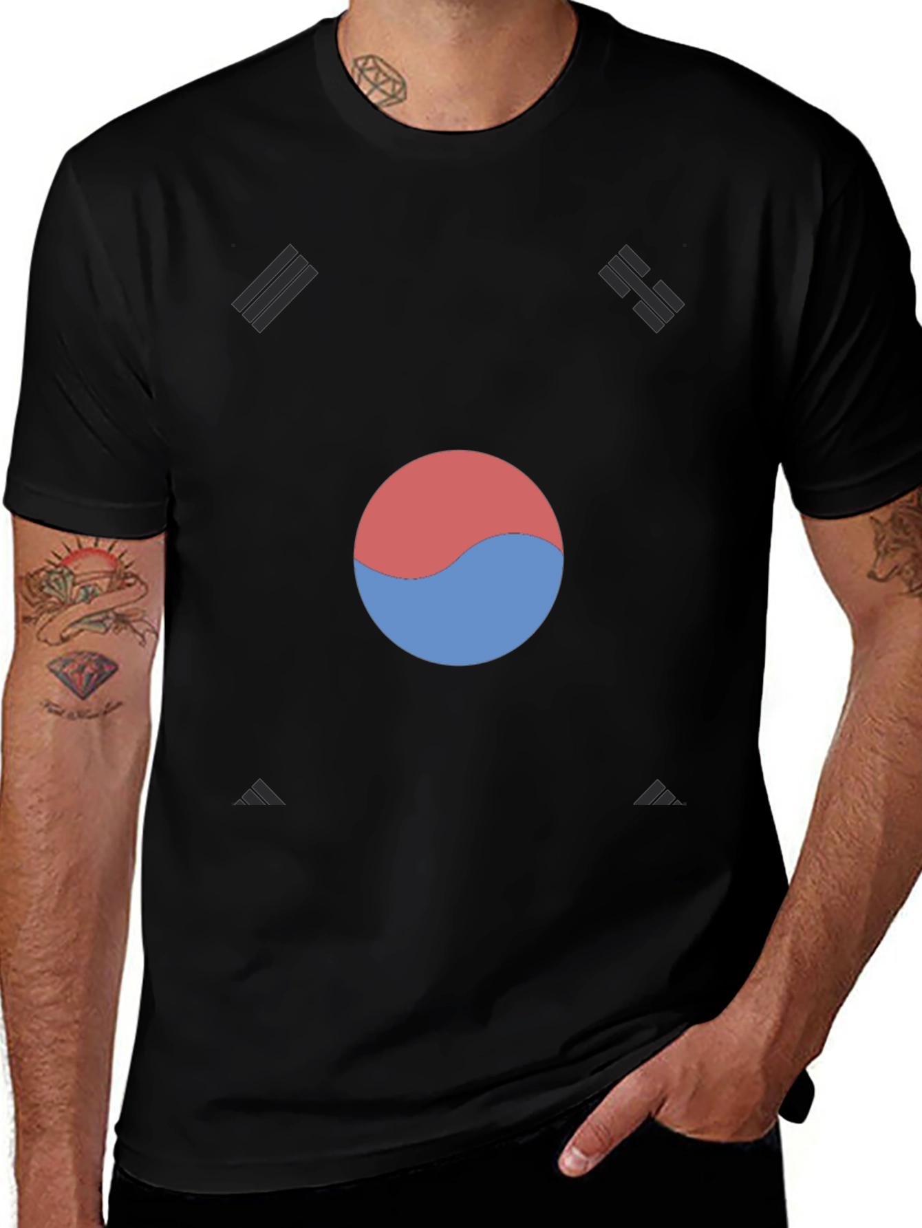 Korean Flag T-Shirt - Black Taegeuk Design