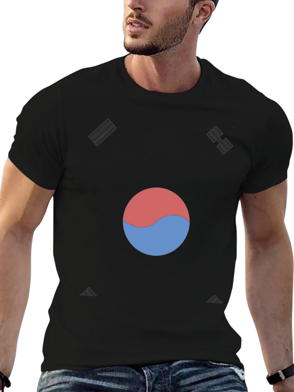 Korean Flag T-Shirt - Black Taegeuk Design