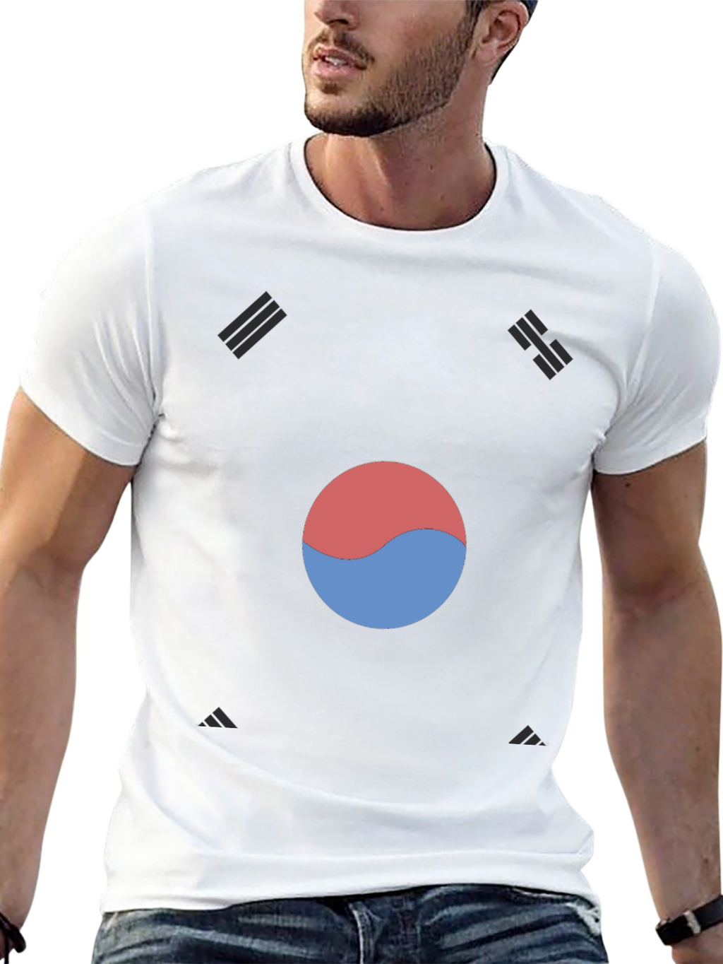 Korean Flag T-Shirt - Black Taegeuk Design