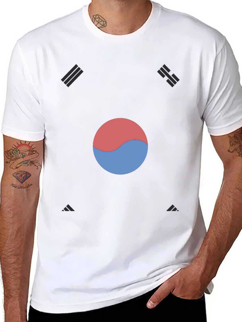 Korean Flag T-Shirt - Black Taegeuk Design