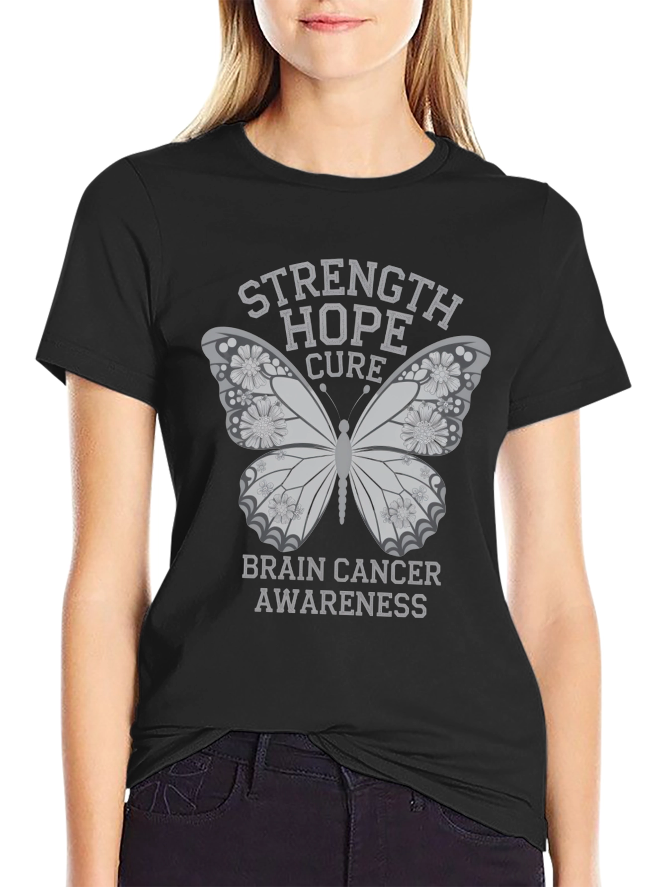 Brain Cancer Awareness Butterfly T-Shirt
