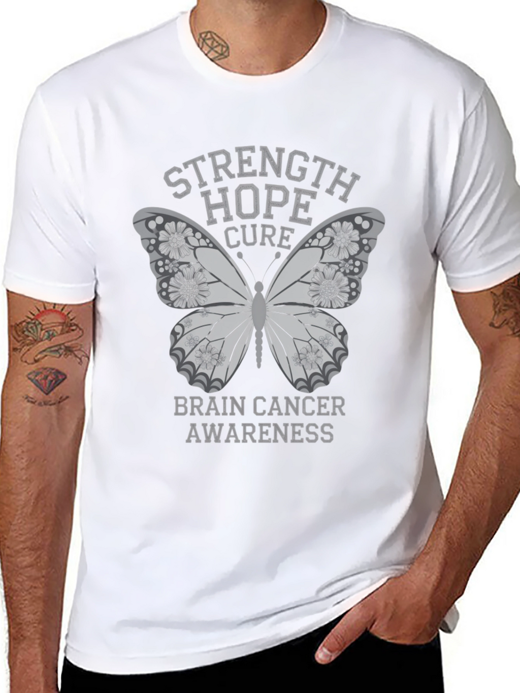 Brain Cancer Awareness Butterfly T-Shirt