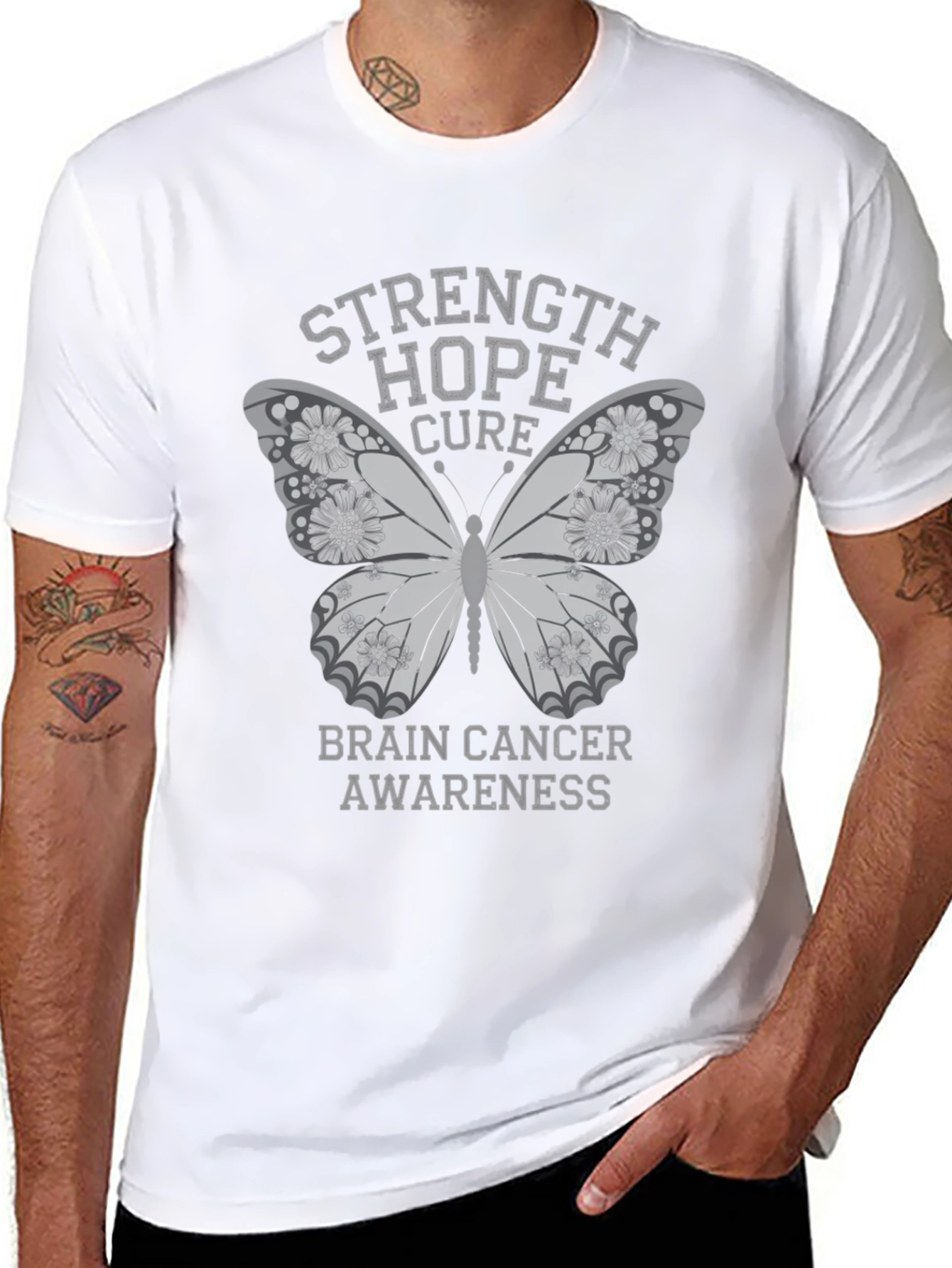 Brain Cancer Awareness Butterfly T-Shirt