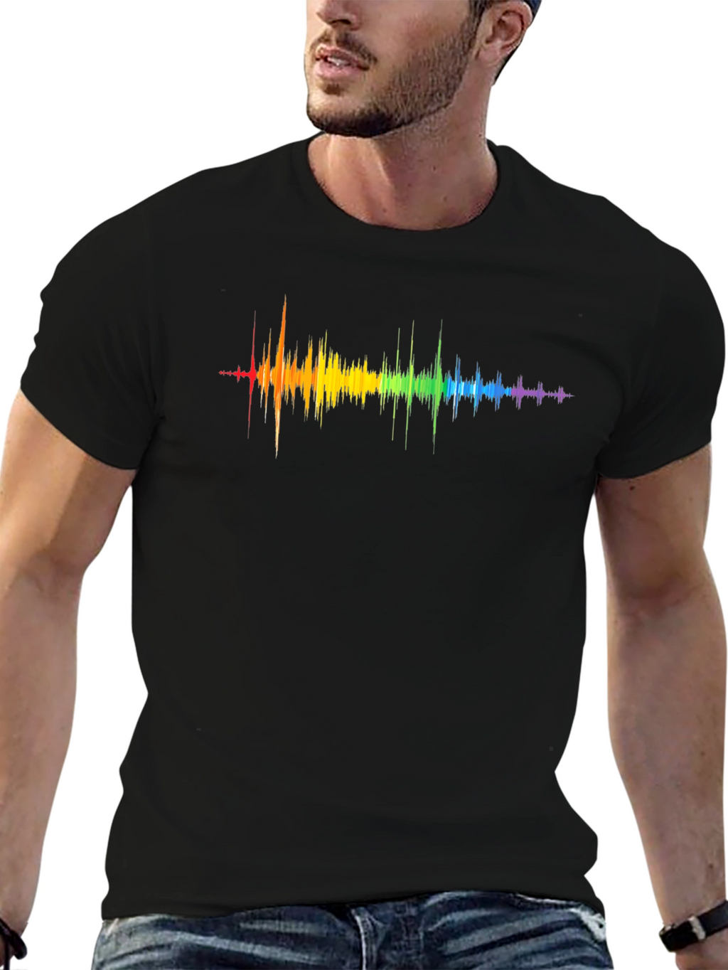 Rainbow Sound Wave Graphic T-Shirt