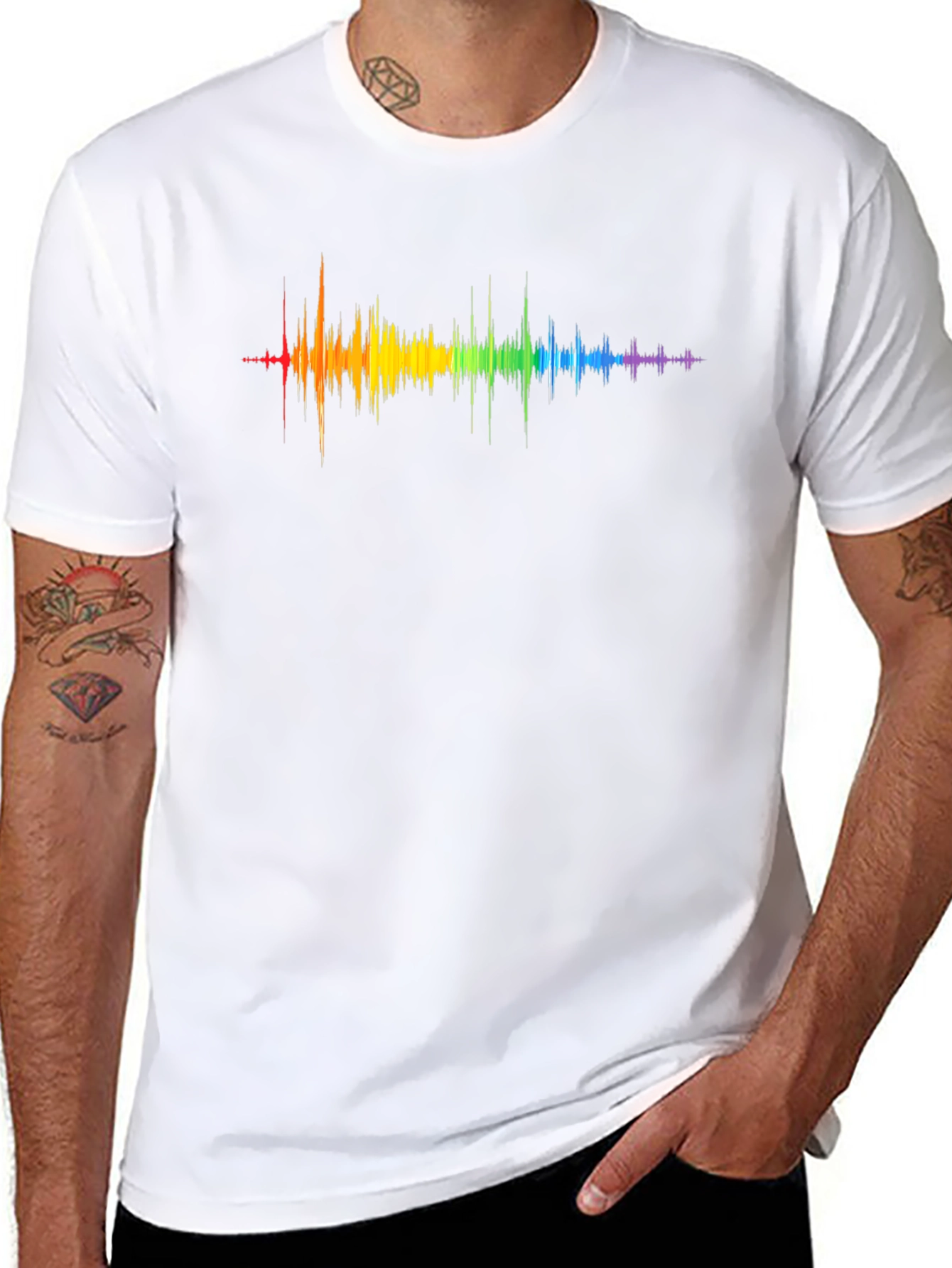 Rainbow Sound Wave Graphic T-Shirt