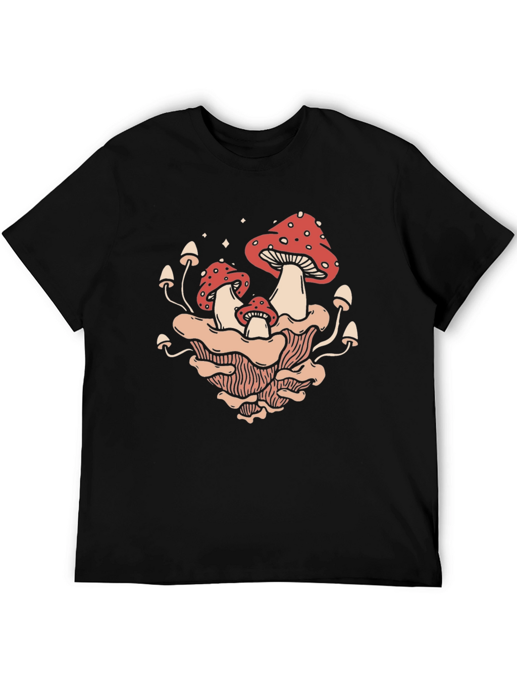 Mushroom Graphic Print Tee - Black
