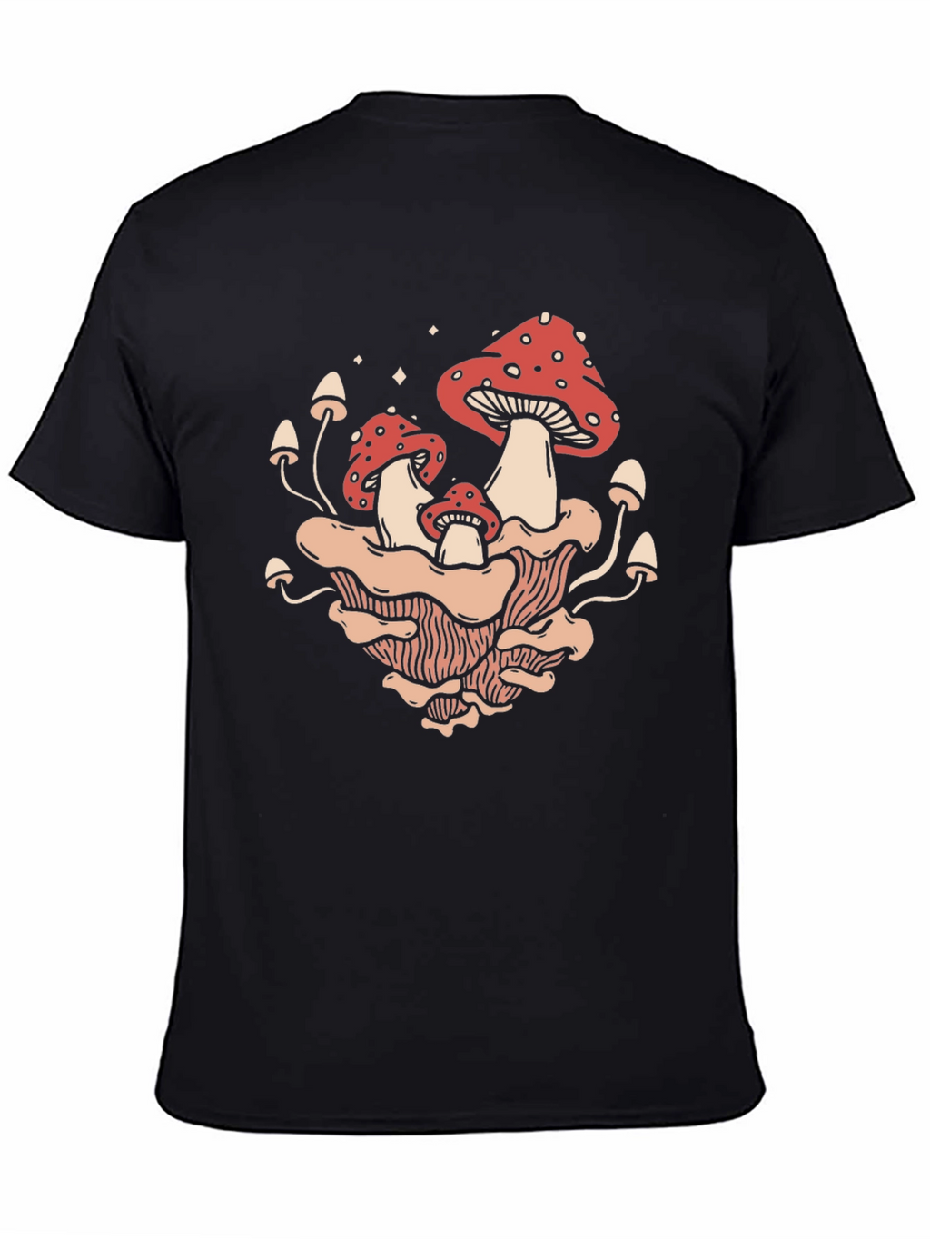Mushroom Graphic Print Tee - Black