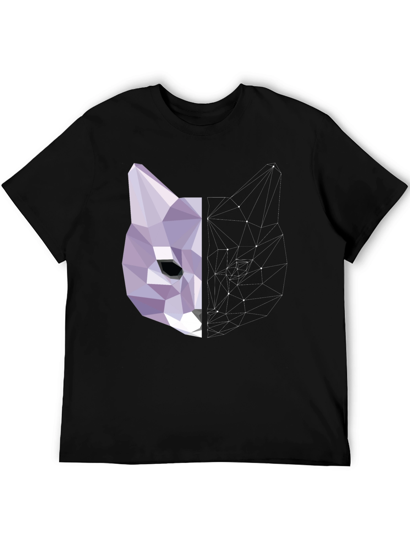 Geometric Cat Graphic Print Tee