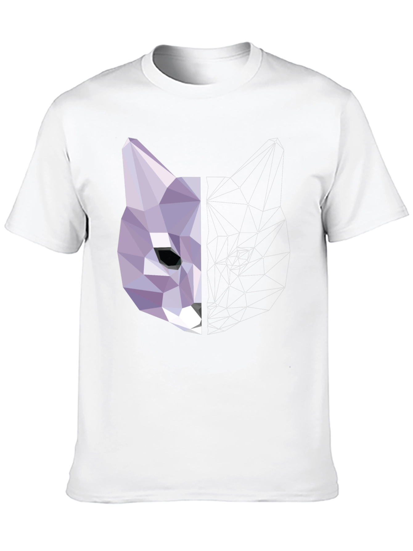 Geometric Cat Graphic Print Tee