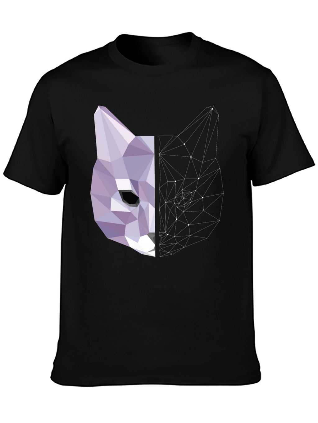 Geometric Cat Graphic Print Tee