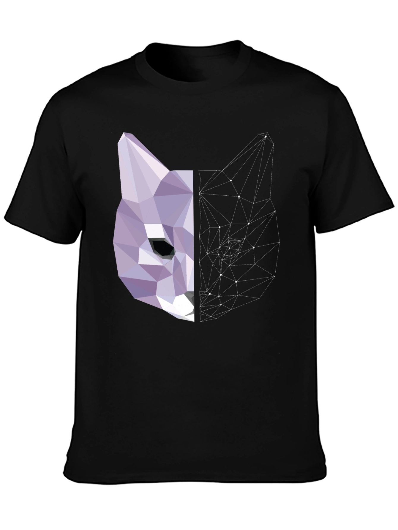 Geometric Cat Graphic Print Tee