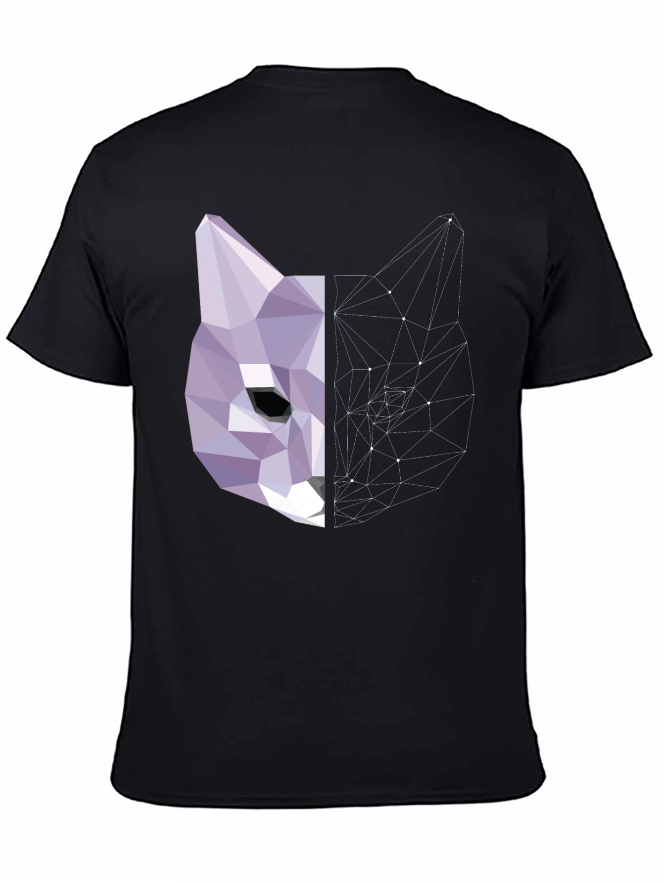 Geometric Cat Graphic Print Tee