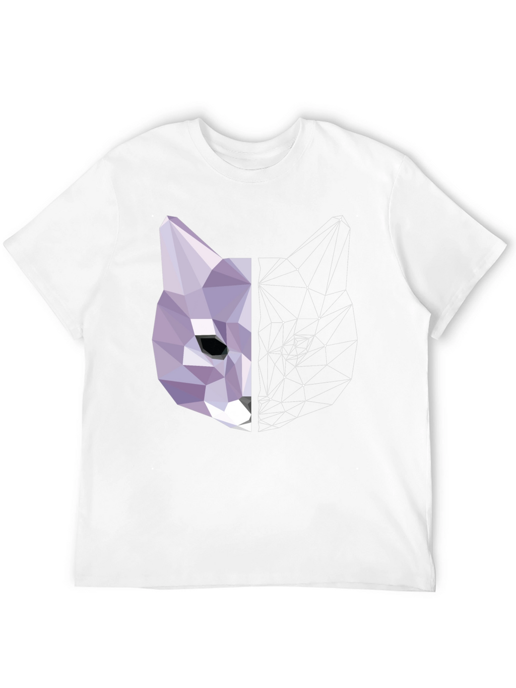 Geometric Cat Graphic Print Tee
