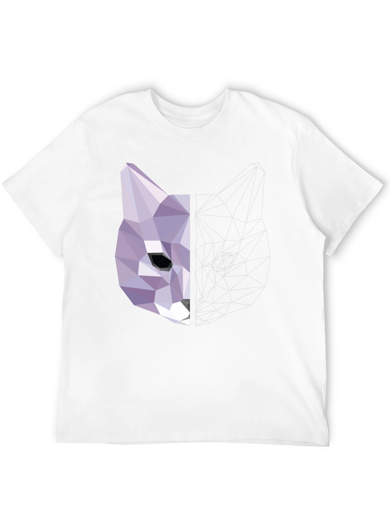Geometric Cat Graphic Print Tee