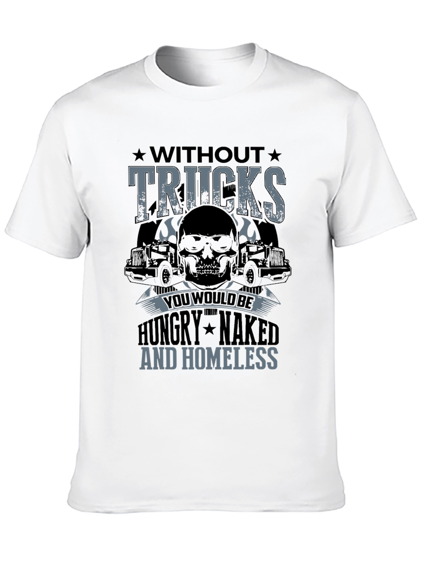Without Trucks T-Shirt - Trucker Skull Design