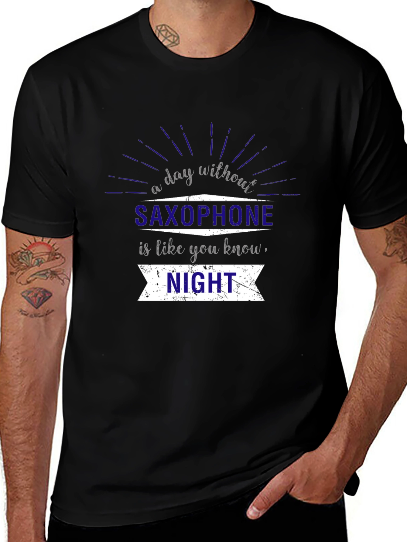 Saxophone Lovers T-Shirt - Night is Like a Day Without It!