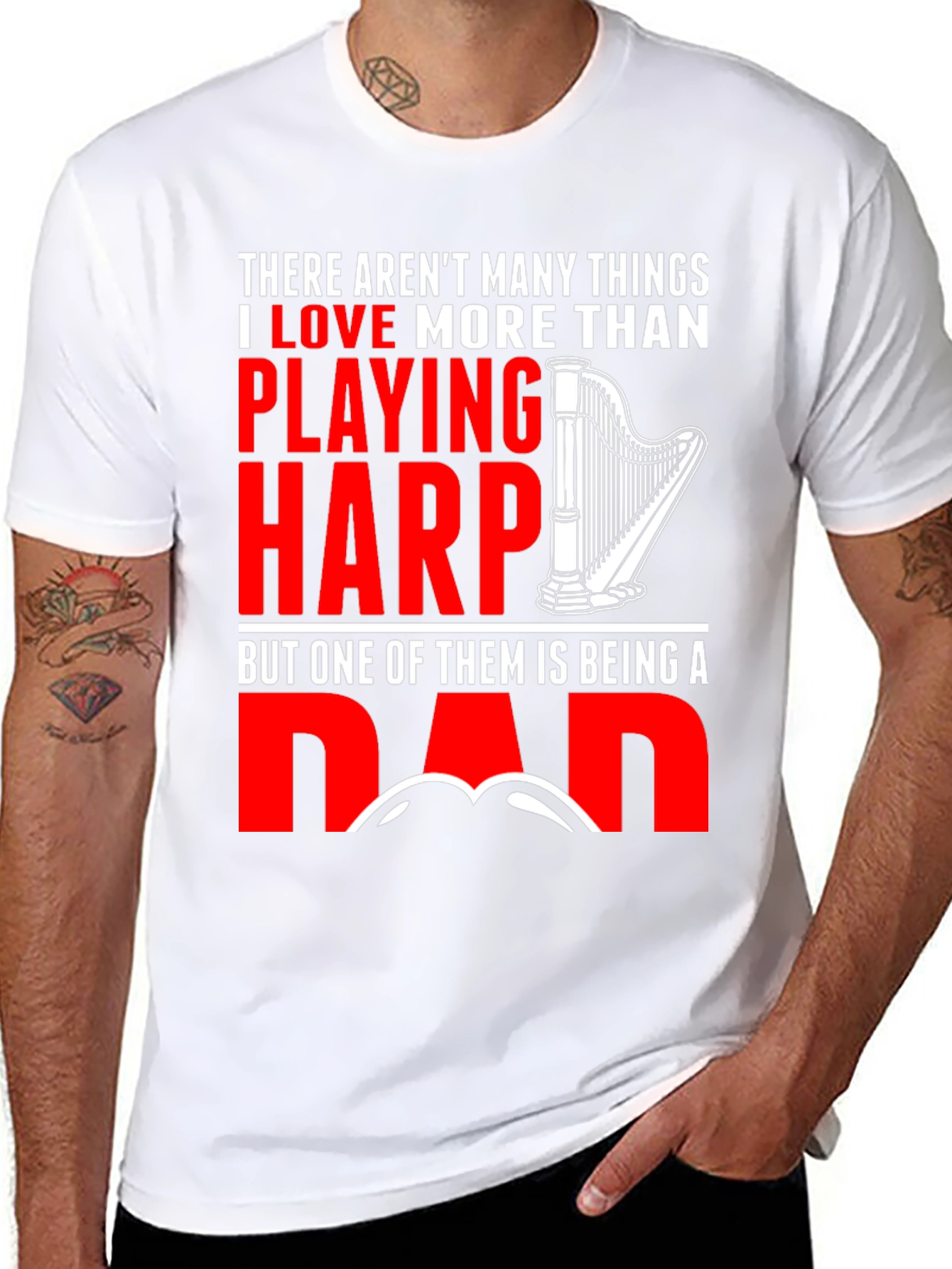 Harp Playing Dad T-Shirt - Musician Fathers Day Gift